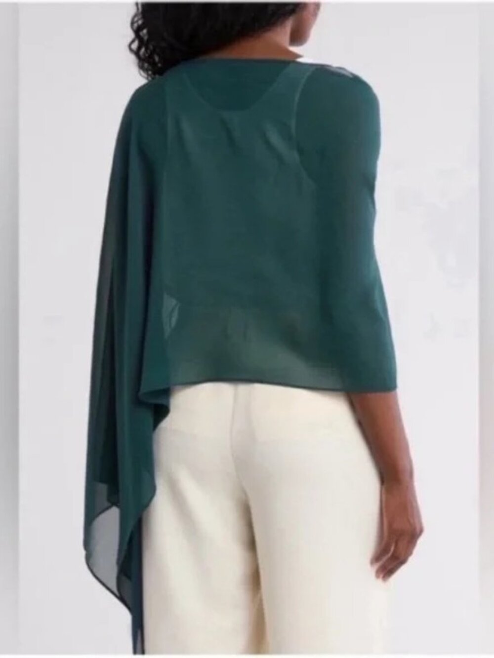 NWT Eileen Fisher Pine Sheer Silk Georgette Wrap Scarf OS/TU - Picture 2 of 11